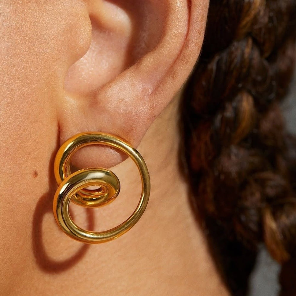 Stainless Steel Female Minority Simple Irregular Earrings