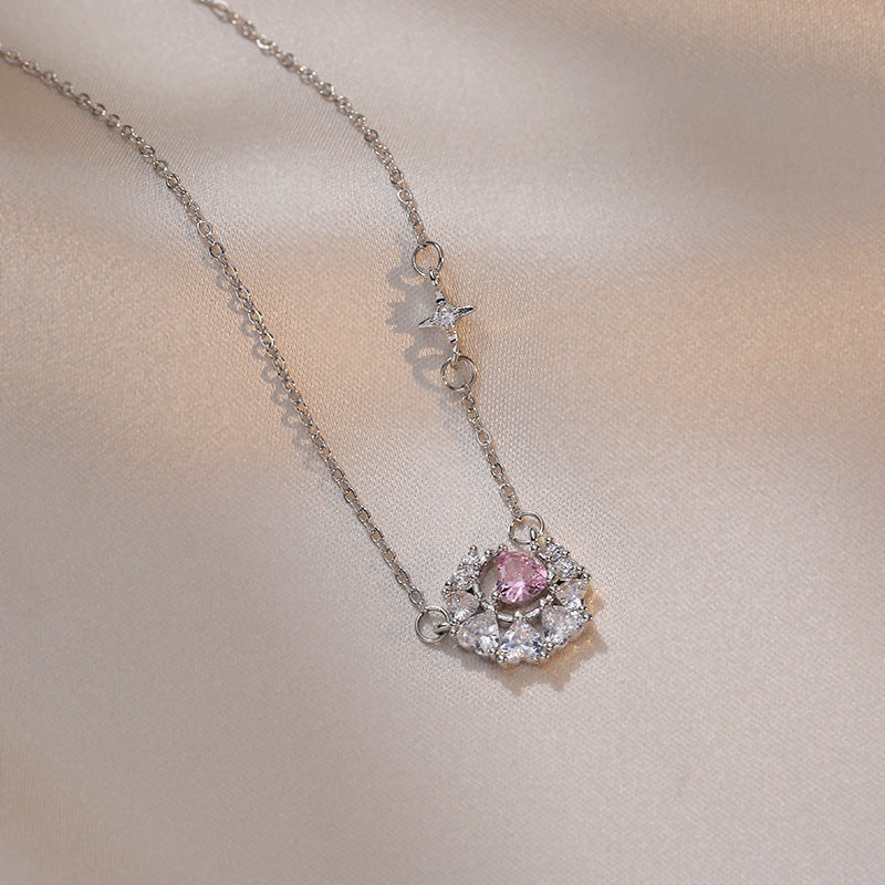 Luxury Minority Love Pink Diamond Star Ornament Necklaces