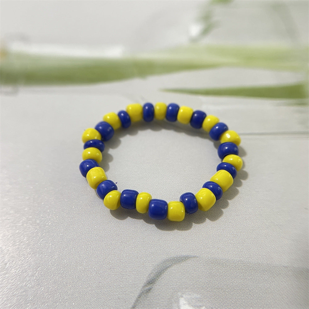 Bead Flower Colorful Woven Small Index Finger Female Rings