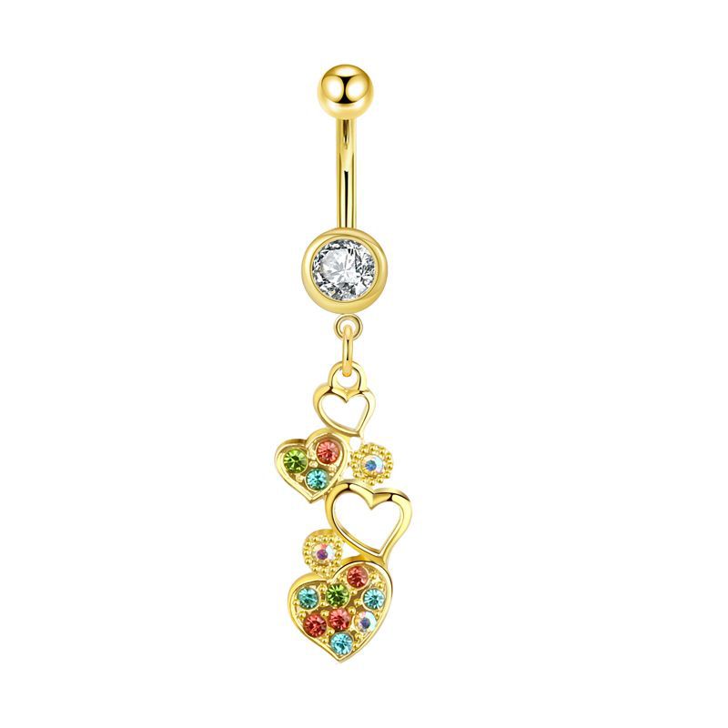 Gold Belly Rhinestone Zircon Style Navel Buckle Earrings
