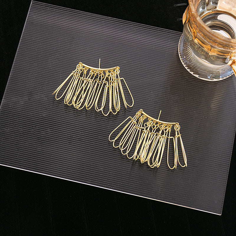 Pine Needle Tassel Minimalist Design Asymmetric Eardrops Earrings