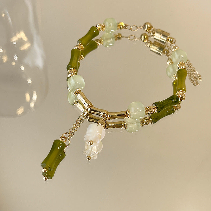 Bracelets nationaux féminins en jade de bambou de style chinois