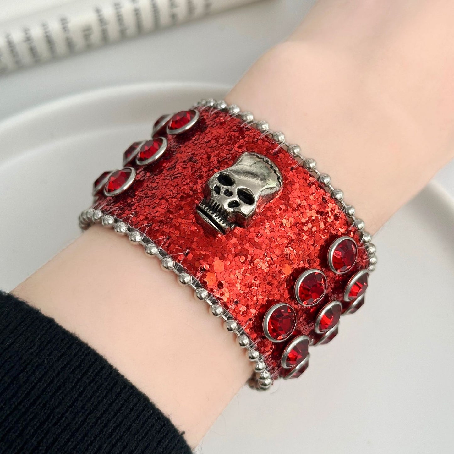 Trendy Cross Rhinestone Female Skull Hip Hop Bracelet