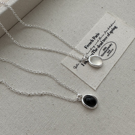 Sterling Sier Simple Basic Agate Personalized Necklaces