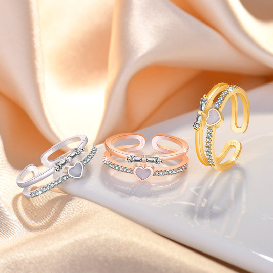 Bowknot Index Finger Tide Double Layer Hollow Rings