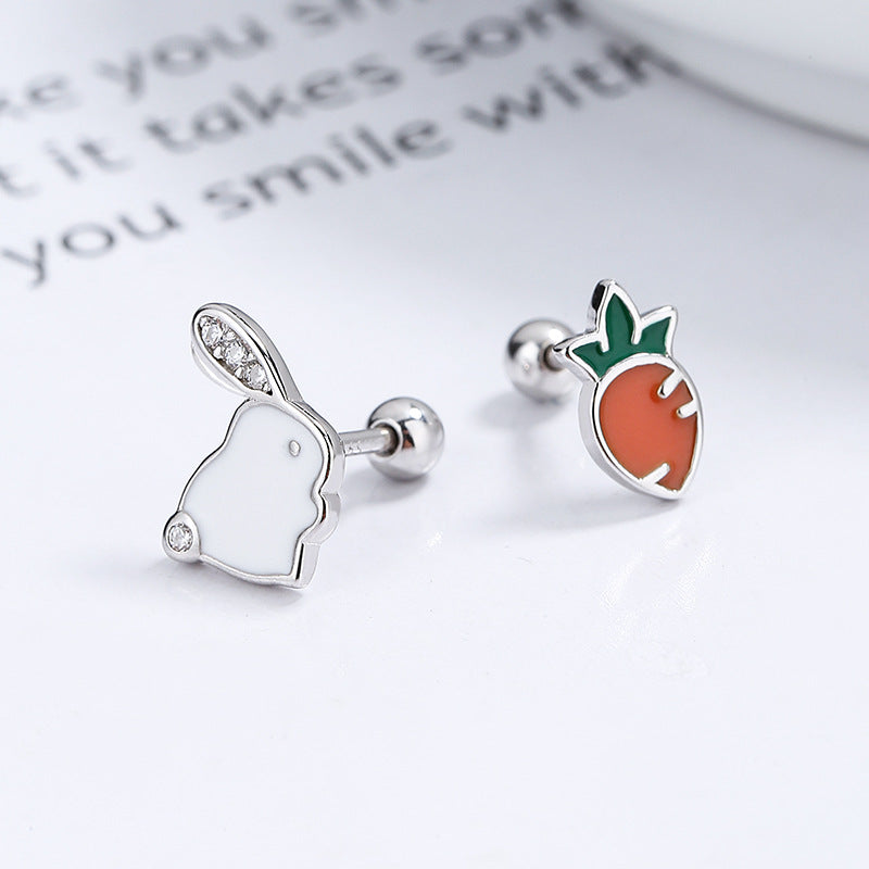 Radish Thread Female Cute Animal Asymmetric Ear Earrings