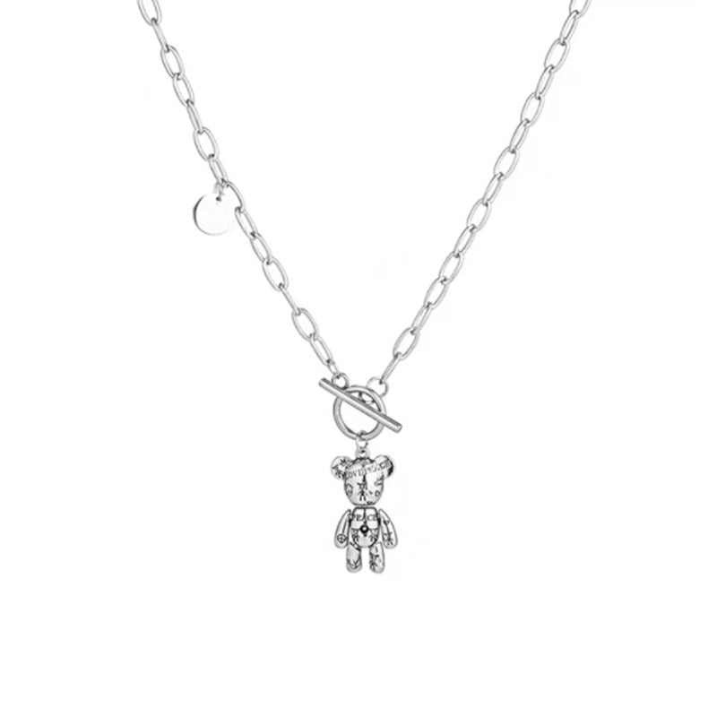 Women's Fashionable Long Design Bear Pendant Double Necklaces