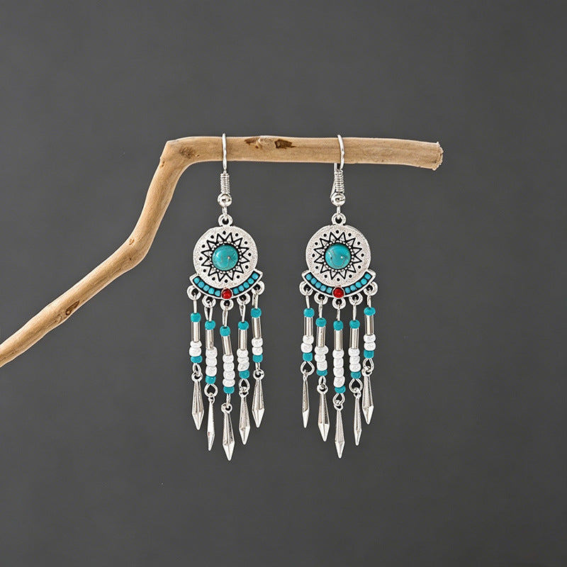 Bohemian Tassel Water Drop Summer Vacation Style Dopamine Earrings