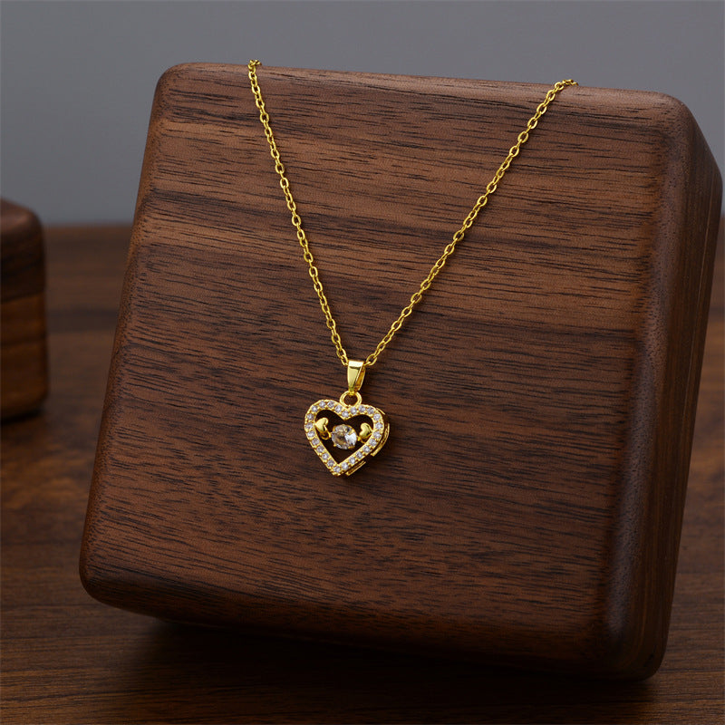 Women's Smart Heart Pulsatile Titanium Steel Colorfast Necklace