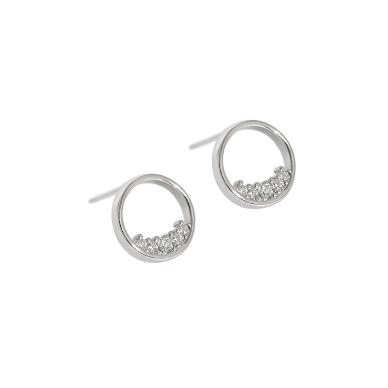 Korean Style Sterling Sier Minimalist Micro Rhinestone Earrings