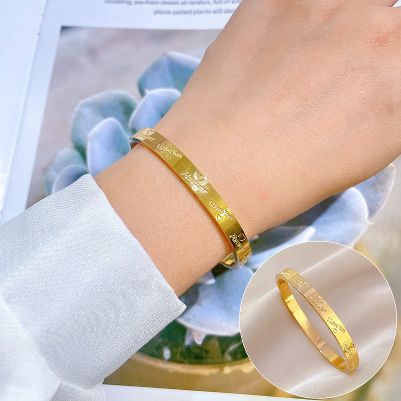 Whole Body Titanium Steel Love Minimalist Retro Fashion Bracelets