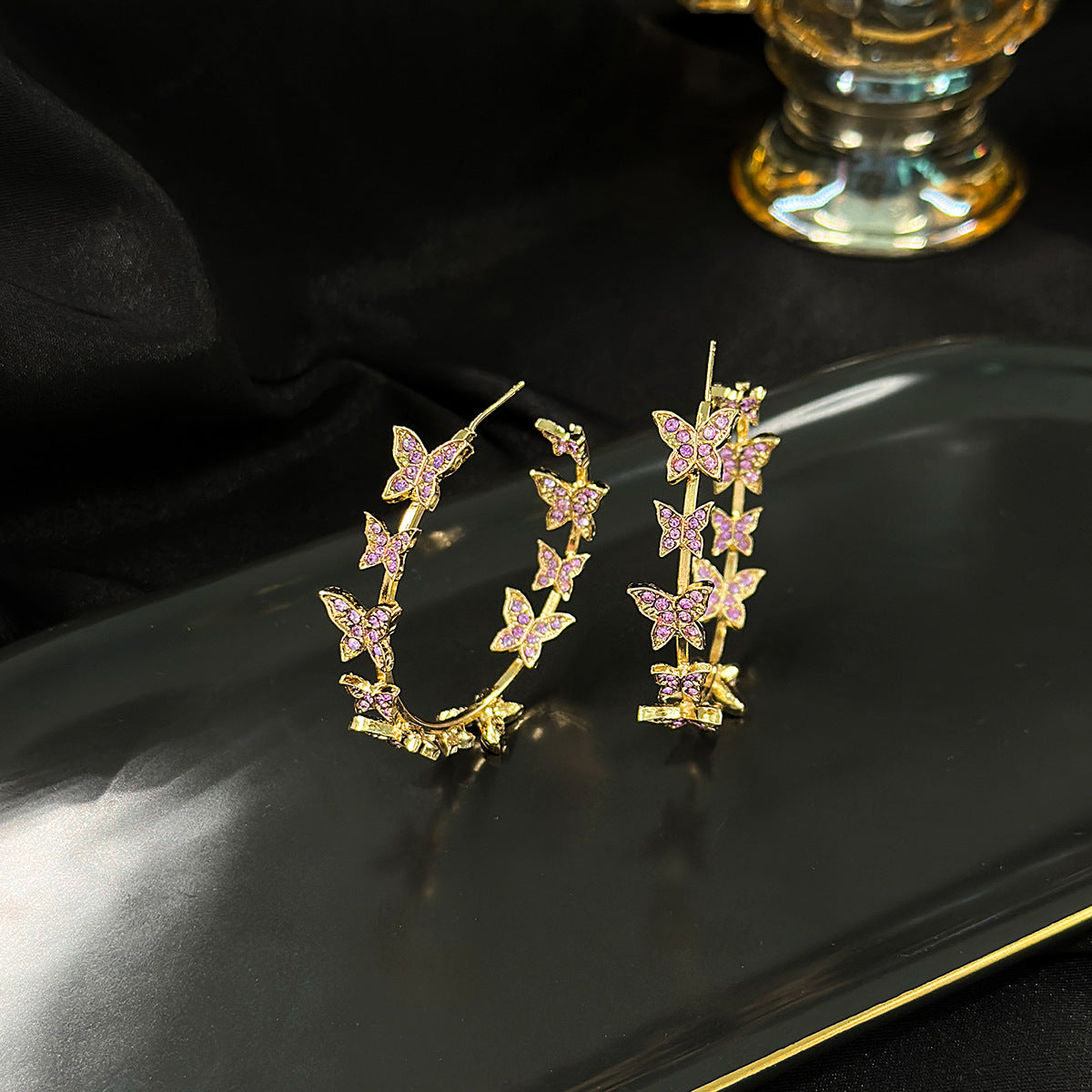 Style Diamond Butterfly Ear Light Luxury Earrings