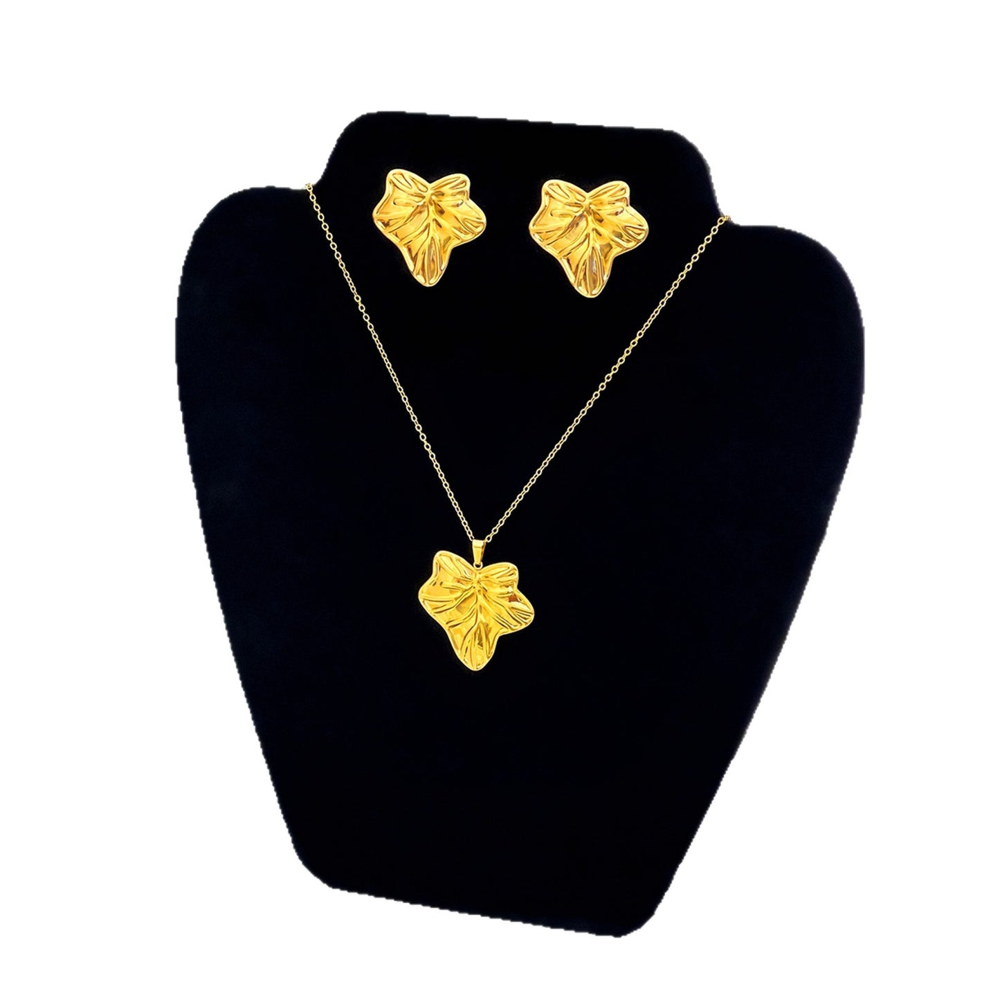 Oil Pressure Suit Retro Gong Yan Ear Stainless Steel Gold Jewelry Set