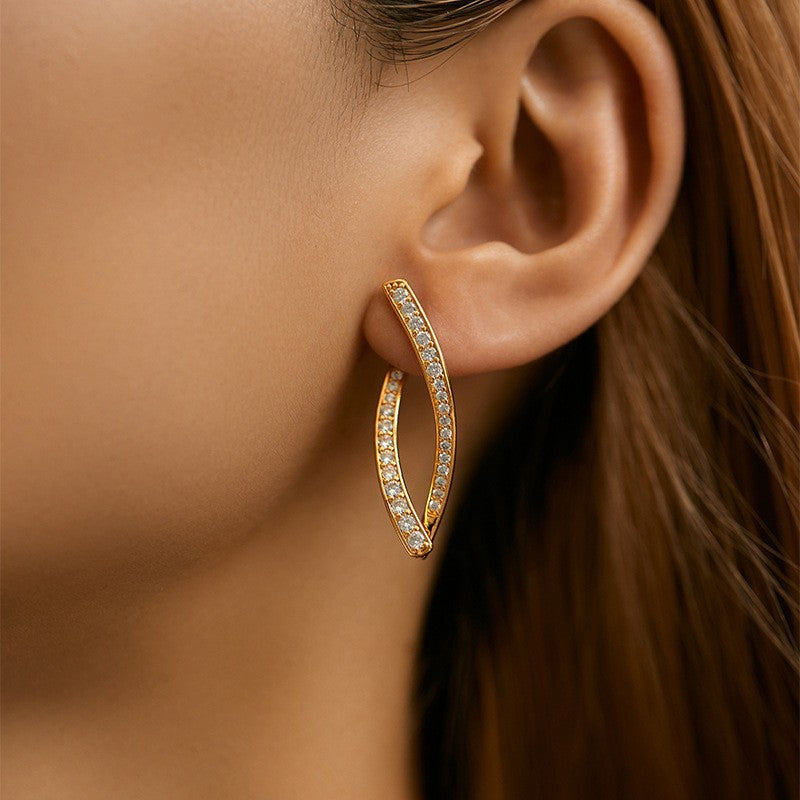Women's Front Rear Cross Zircon Light Luxury High-grade Earrings