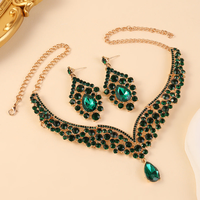 Big Water Drop Full Diamond Two-piece Bride Luxury Jewelry Set