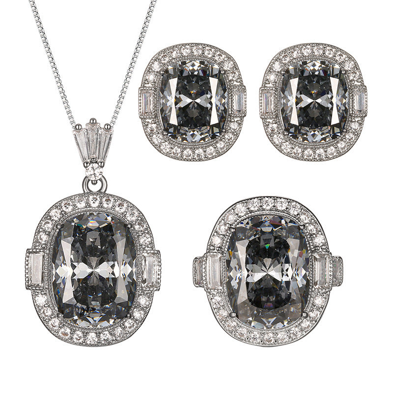 Sole Gold-plated Bird's Nest Cut Black Gray Jewelry Set
