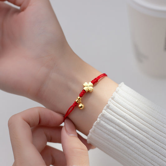 Plated Four-leaf Flower Bell With Tail Bracelets