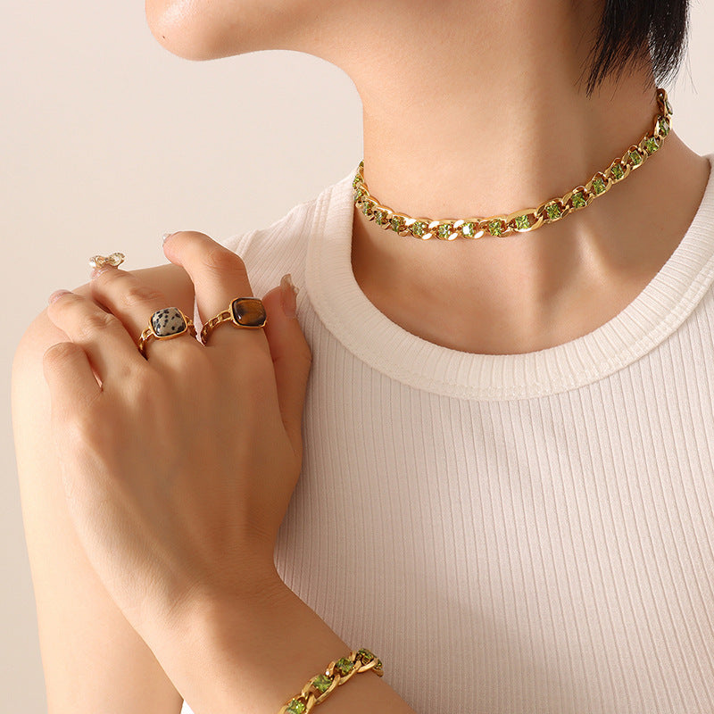 Colorful Zircon Diamond Light Luxury Delicate Jewelry Set