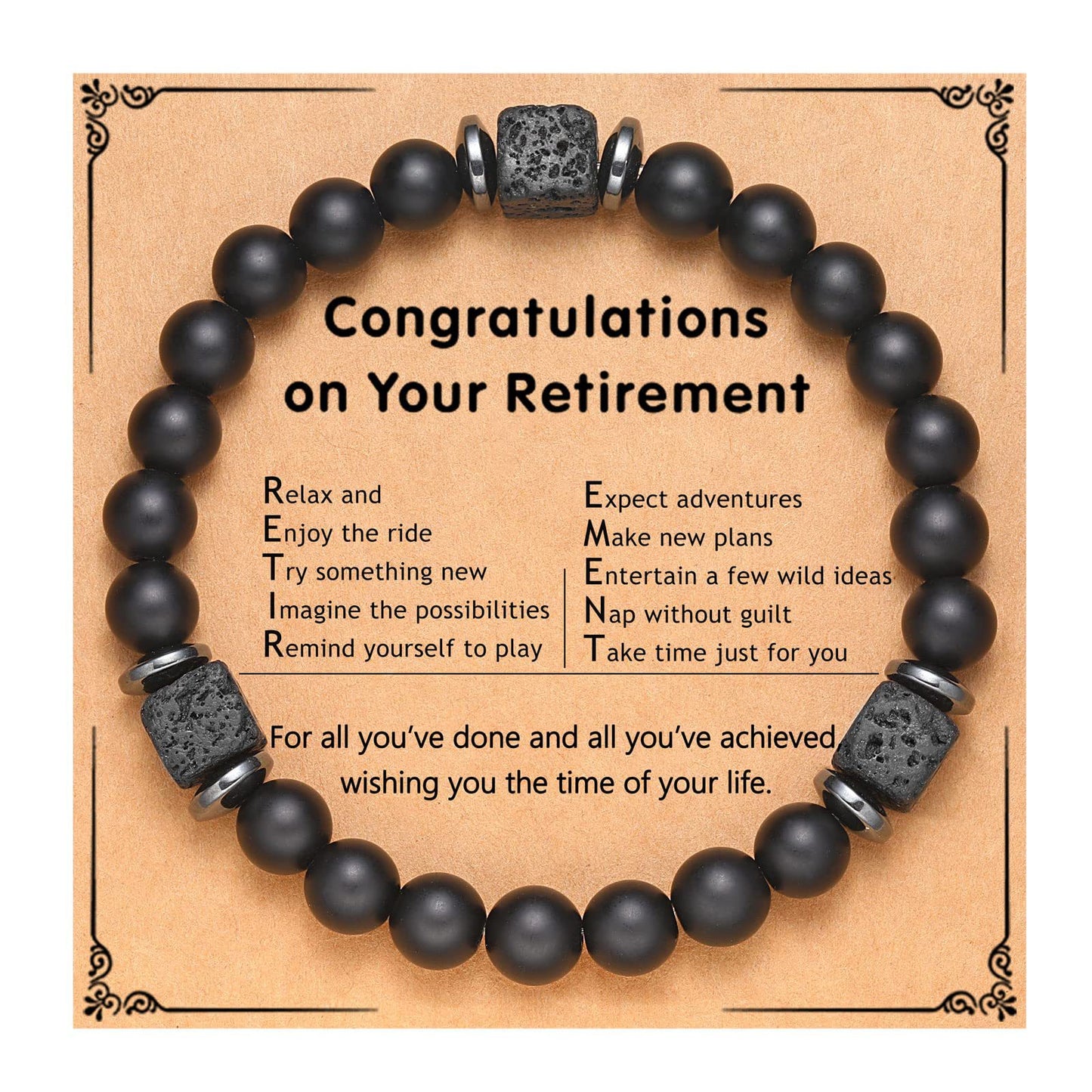 Frosted Square Volcanic Stone Father's Day Bracelets