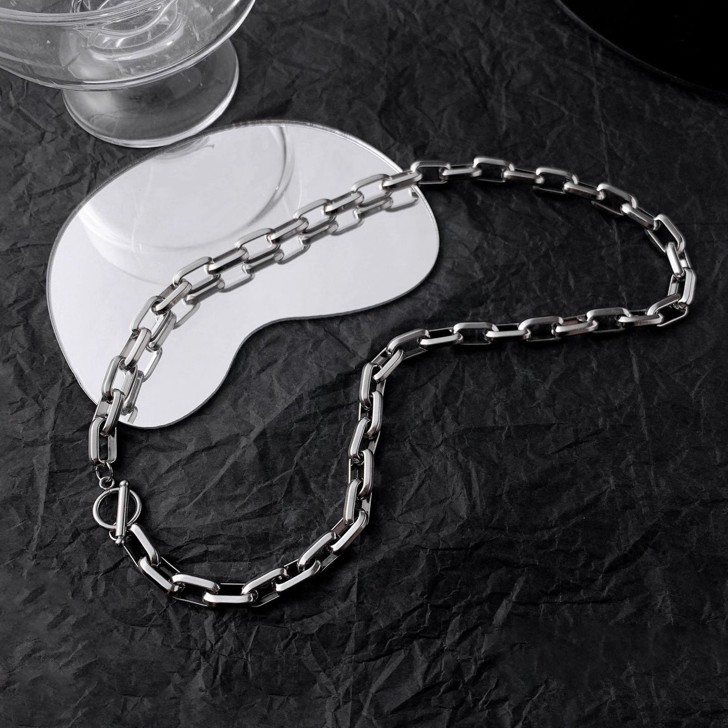 Women's & Men's Buckle Titanium Steel Thick Chain Big Necklaces