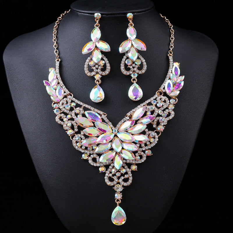 Women's High Profile Generous Retro Design Crystal Jewelry Set