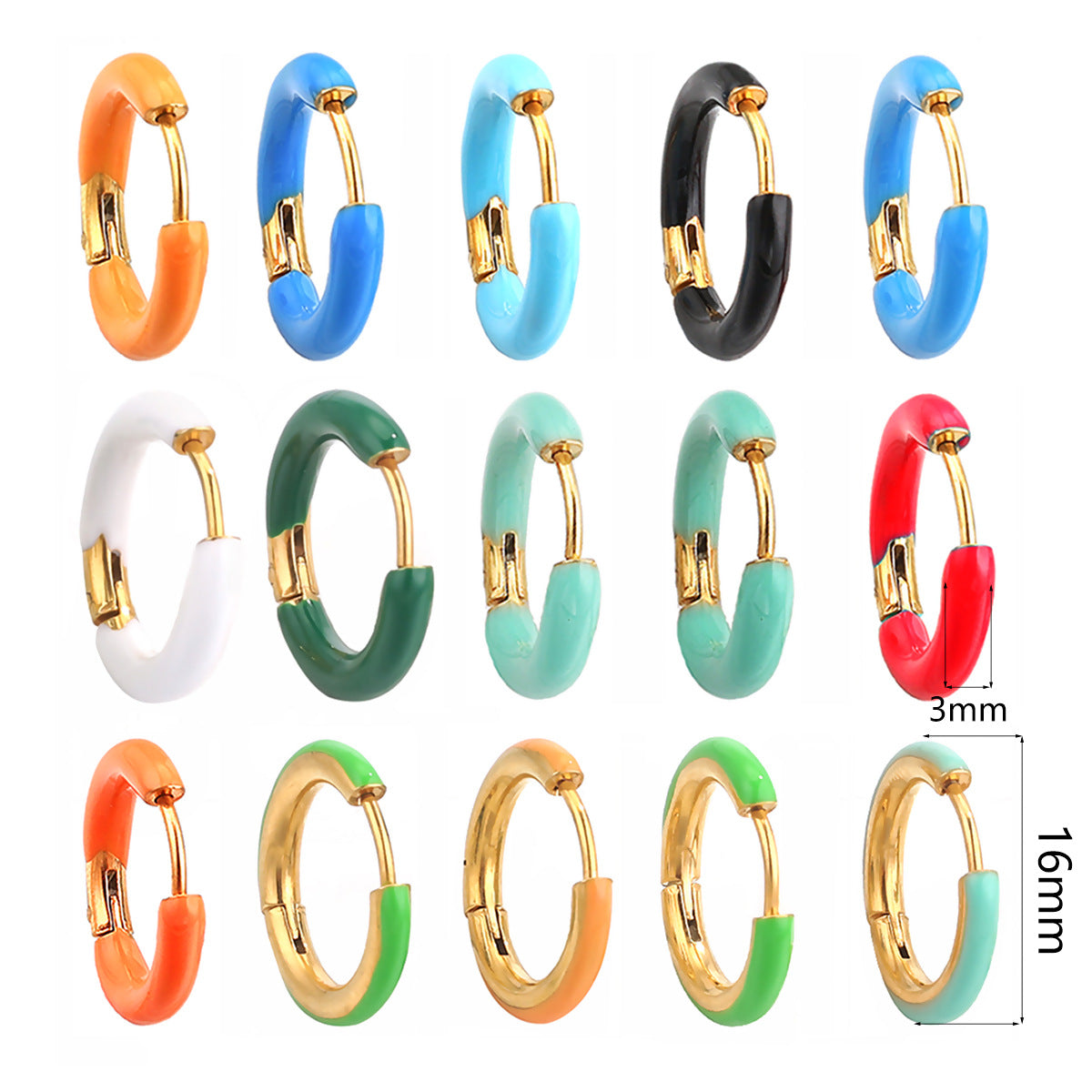 Enamel Color Handmade Oil Dripping Stainless Steel Clip Titanium Classic Ear Buckle