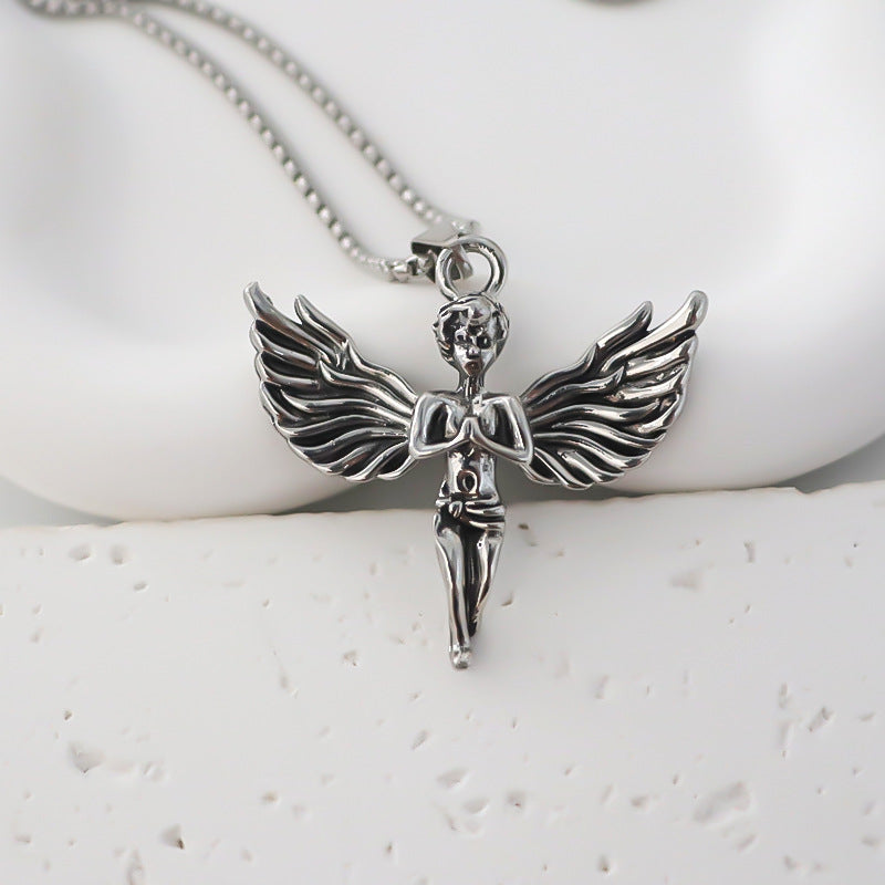 Men's Thai Sier Wings Little Angel Pendant Necklaces