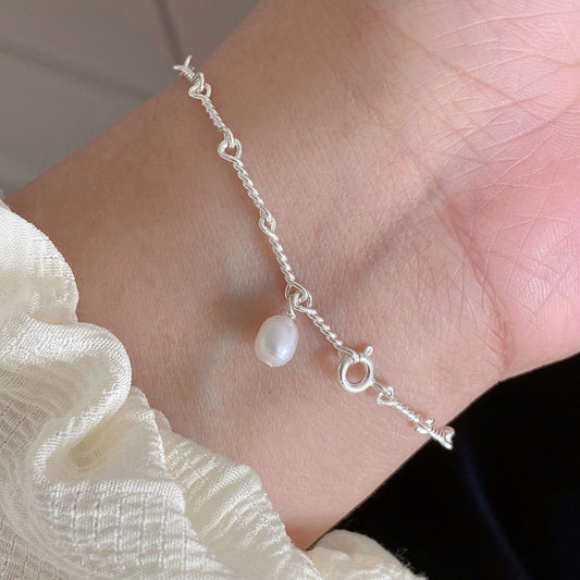 Bracelets à petite chaîne torsadée exquise en argent sterling pour femme