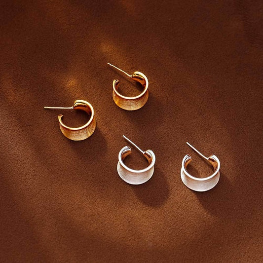 Design Shaped Metal Brushed High-grade Frosty Earrings