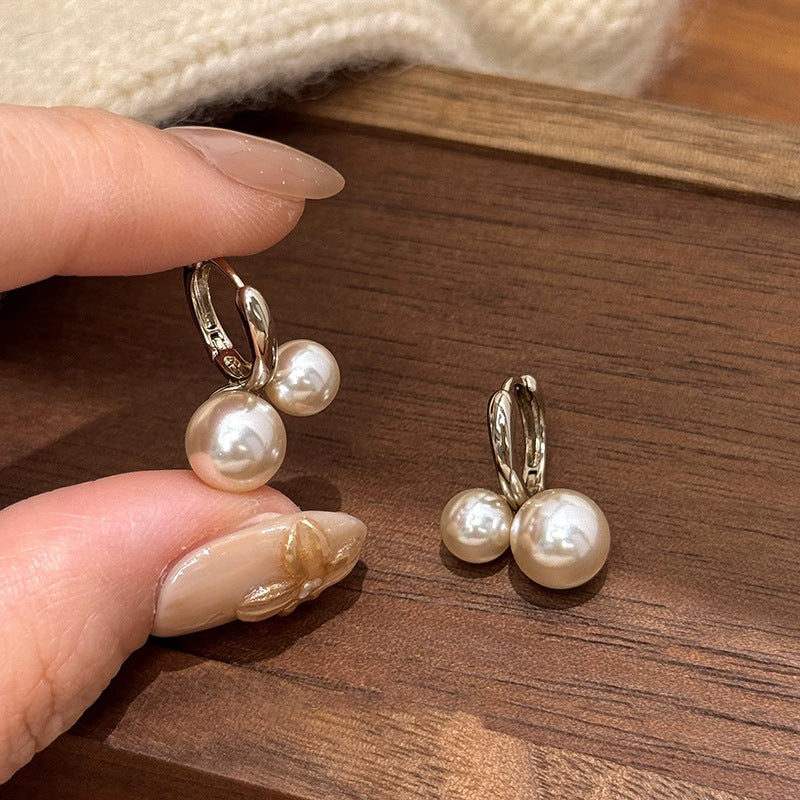 Sier Needle Light Luxury Minority Bow Zircon Pearl Elegant Tassel Earrings