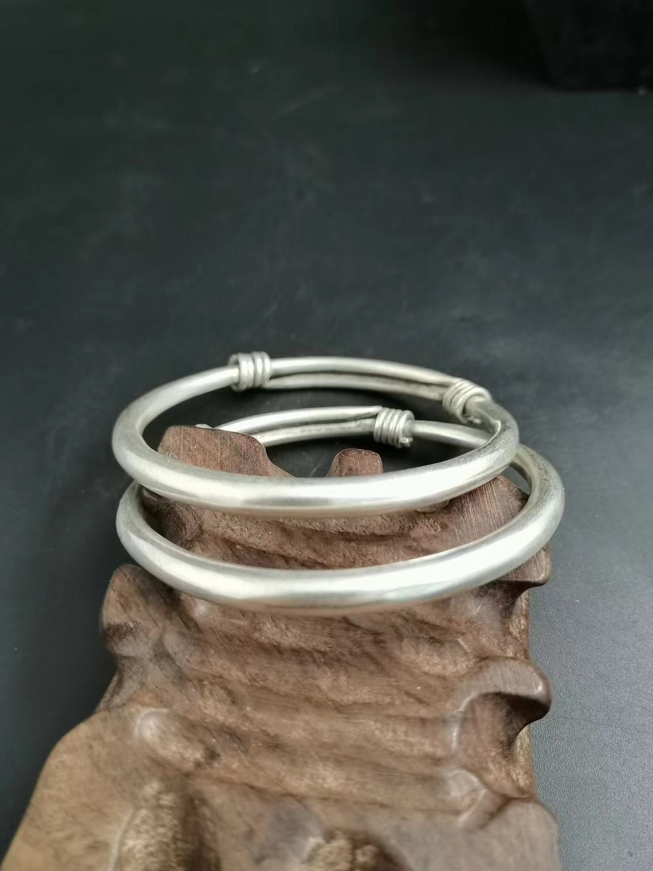 Tibetan Sier Miao Vintage Ethnic Style Fu Lu Shou Plated Bracelet