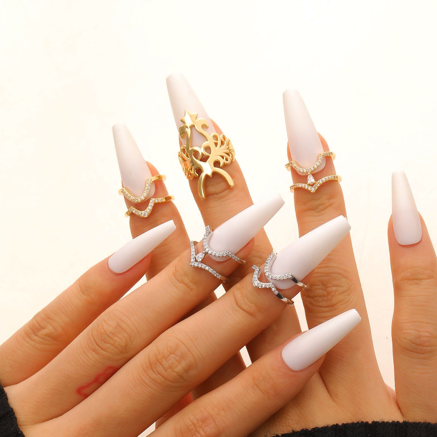 Copper Inlaid Zircon Nail Female Wear Ring