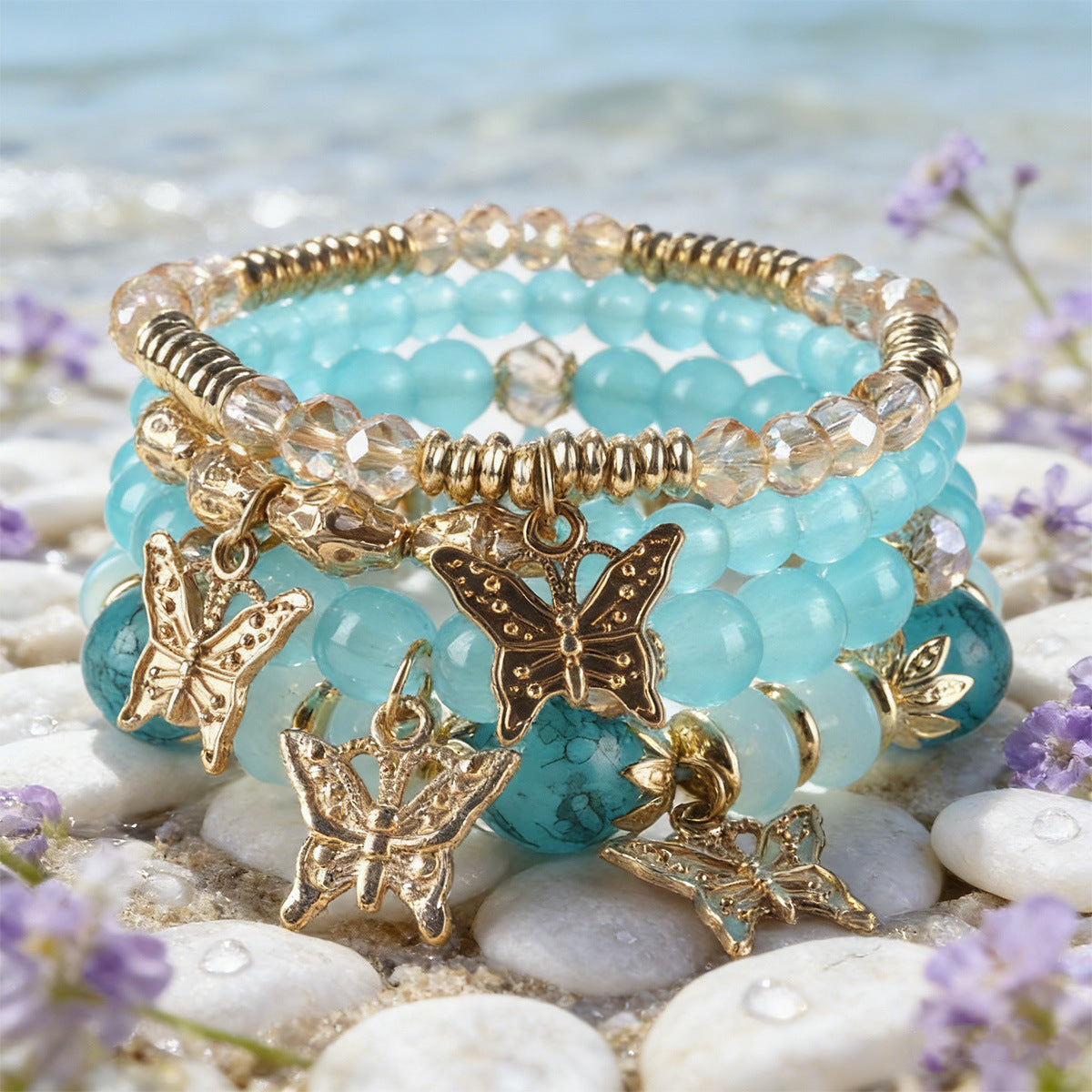 Trendy Bohemian Butterfly Crystal String Beads Bracelets
