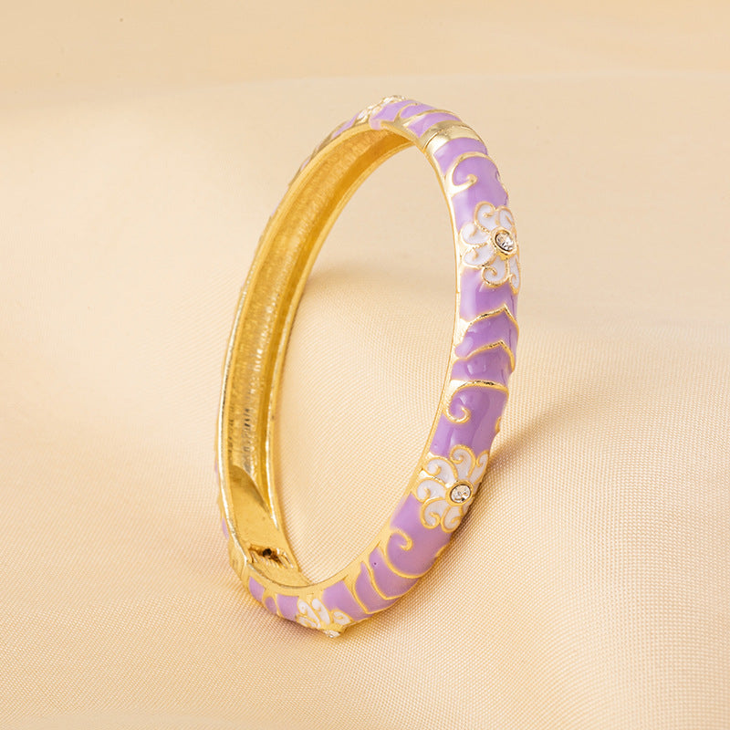 Cloisonne Enamel Fine Floral Vintage Drop Bracelet