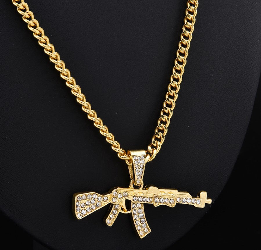 Hop Full Diamond Machine Gun personalisierte Halsketten