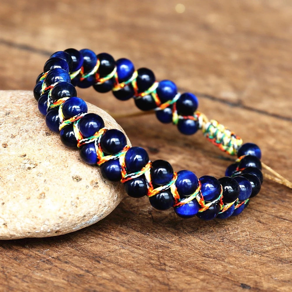 Comfortable Colorful Tigereye Ball Hand-woven Adjustable Bracelets