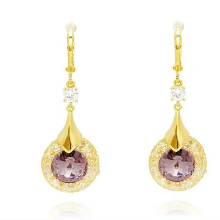 Winding Hollow Tigereye Chinese Style Female Light Luxury Minority Palace Earrings