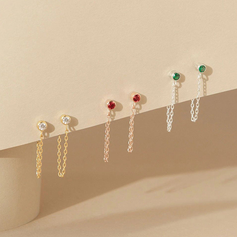 December Not Stainless Steel Tassel Light Luxury Color Earrings