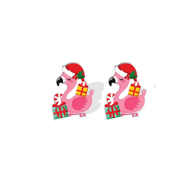 Acrylic Christmas Holiday Female Creative Cartoon Hat Resin Stud Earrings