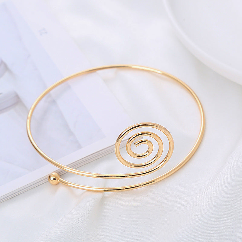 Temperament Simple Cold Style Armband Metal Spiral Opening Small Golden Bracelet