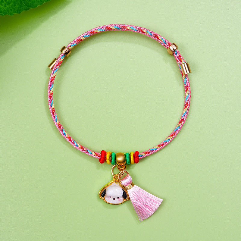 Boat Festival Colorful Rope Hand-woven Couple Cartoon Tassel Pink Carrying Bracelets