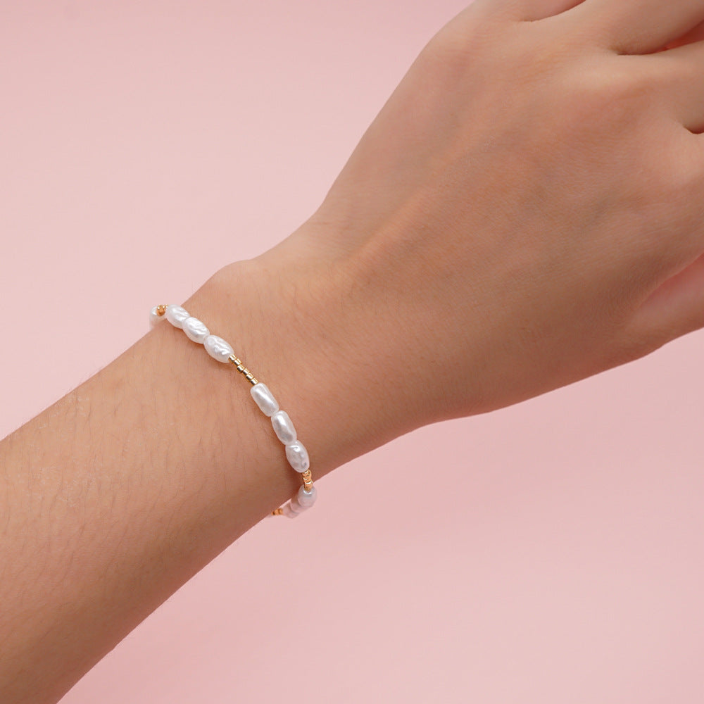 Bracelets de gravier blanc de poterie douce de perles de ficelle de style