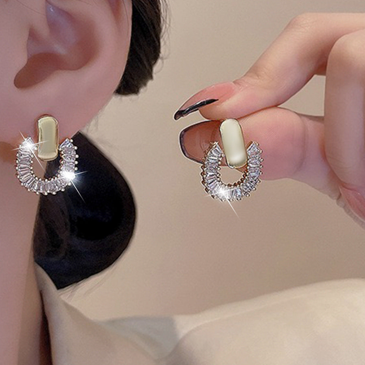 Women's Light Luxury High-grade Square Elegant Generous Earrings