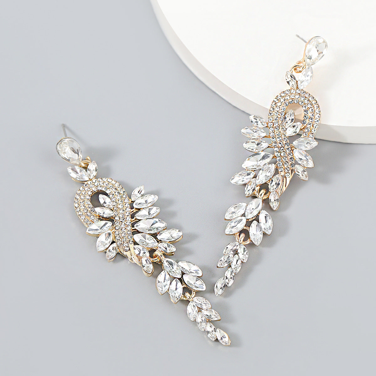 Rhinestone Geometric Long Eardrop Female Style Earrings