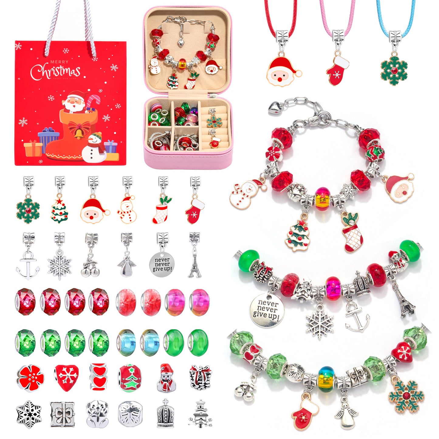 Costume de noël pour enfants, bracelets à pendentif de dessin animé de père noël