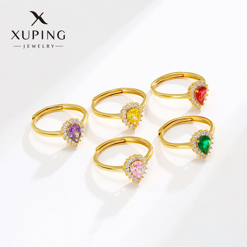 Colored Gems Series Drop-shaped Emerald Female Special Interest Rings