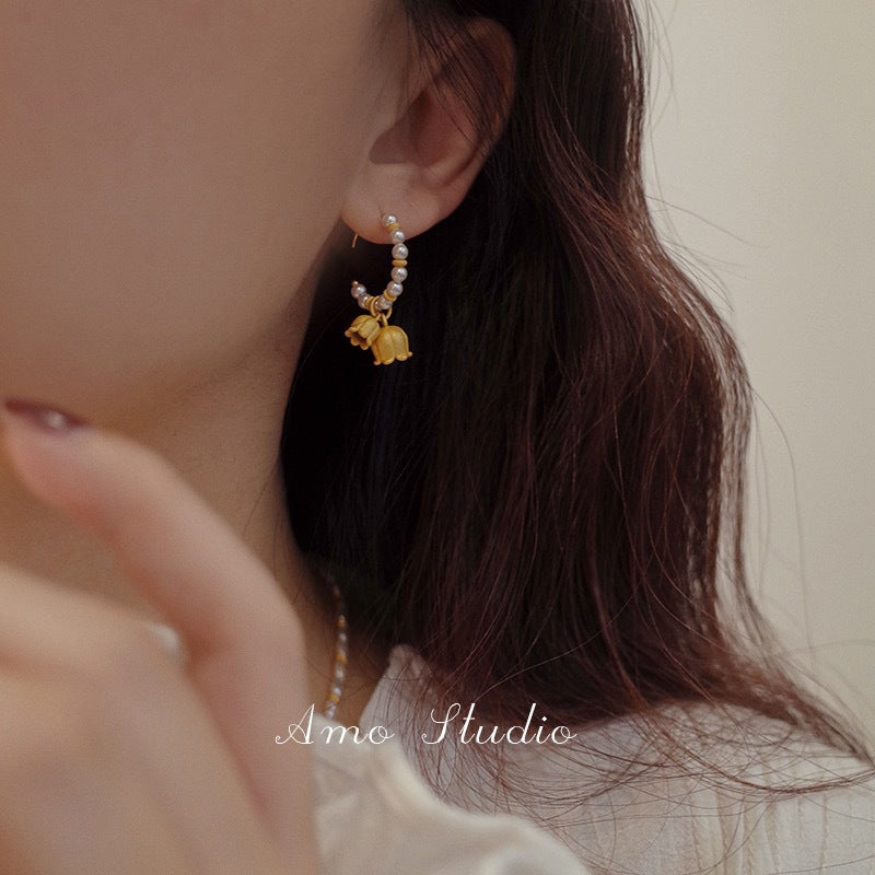 Boucles d'oreilles Lily Pearl rétro pour femmes, luxe abordable, tempérament de niche