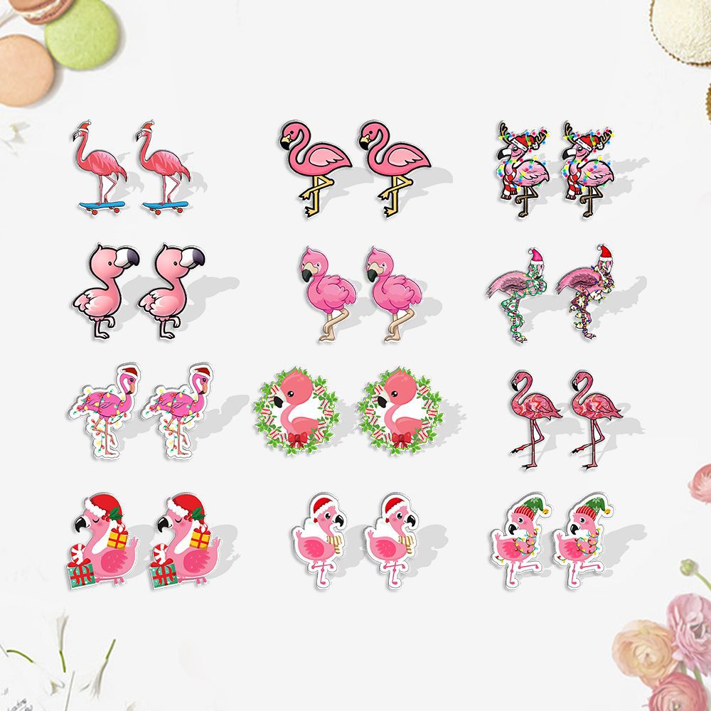 Acrylic Christmas Holiday Female Creative Cartoon Hat Resin Stud Earrings