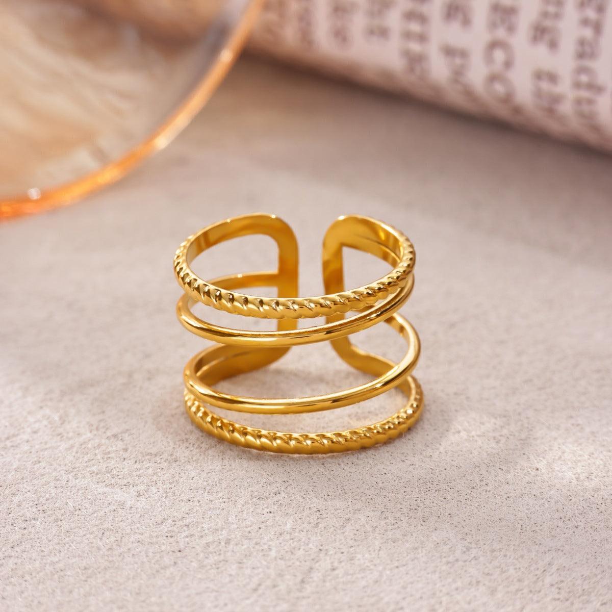 Women's Heart Geometric Stainless Steel Fashion Gold-plated Starfish Ring