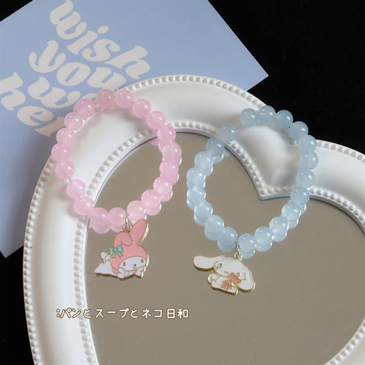 Bracelets d'imitation de lapin rose clair de chien blanc clair de dessin animé